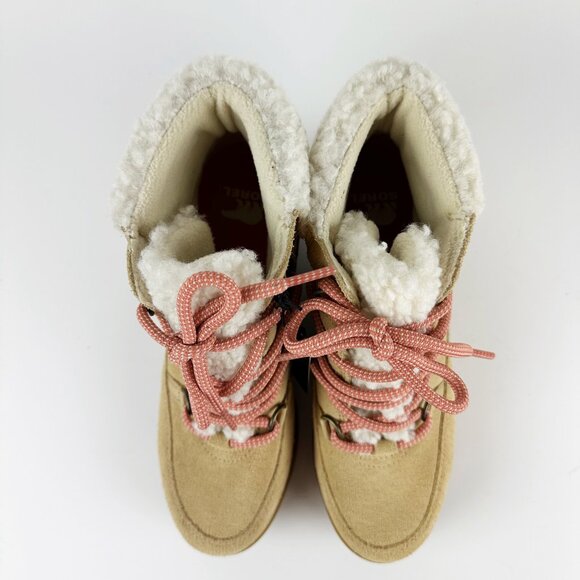 Sorel Womens Size 8 Evie Cozy Lace-Up Wedge Tawny Buff Suede Waterproof Boots - Picture 8 of 13